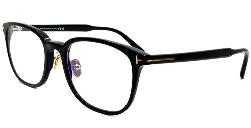 Tom Ford TF6053-D-B ECO - 001 - 53 - MIT BLAU-VIOLETTEM LICHTFILTER-GLÄSERN Brillenfassungen Schwarz Panto / Abgerundet