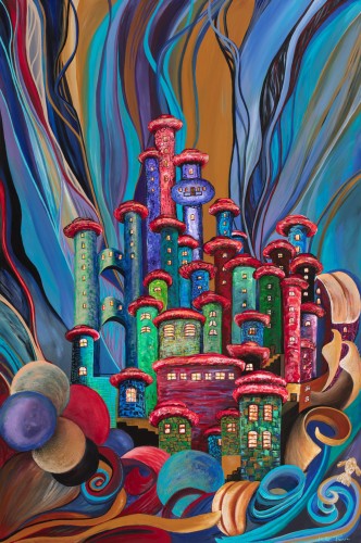 Fanni Mikó - Gemälde - FLOATING CITY - 2024, ACRYLIC, CANVAS - 120 X 80