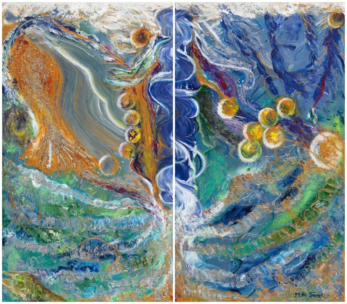 Fanni Mikó - Gemälde - UNDERWATER - 2023, ACRYLIC, CANVAS - 70 X (2 X40)