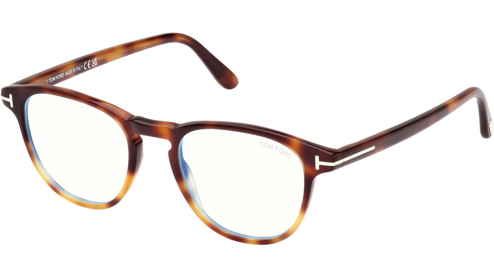 Tom Ford FT5899-B - 056 - 48 - MIT BLAU-VIOLETTEM LICHTFILTER-GLÄSERN Brillenfassungen Panto / Abgerundet
