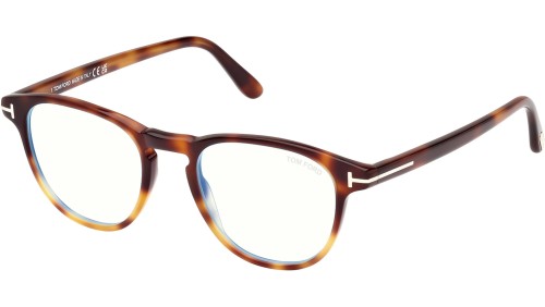 Tom Ford FT5899-B - 056 - 48 - MIT BLAU-VIOLETTEM LICHTFILTER-GLÄSERN Brillenfassungen Panto / Abgerundet