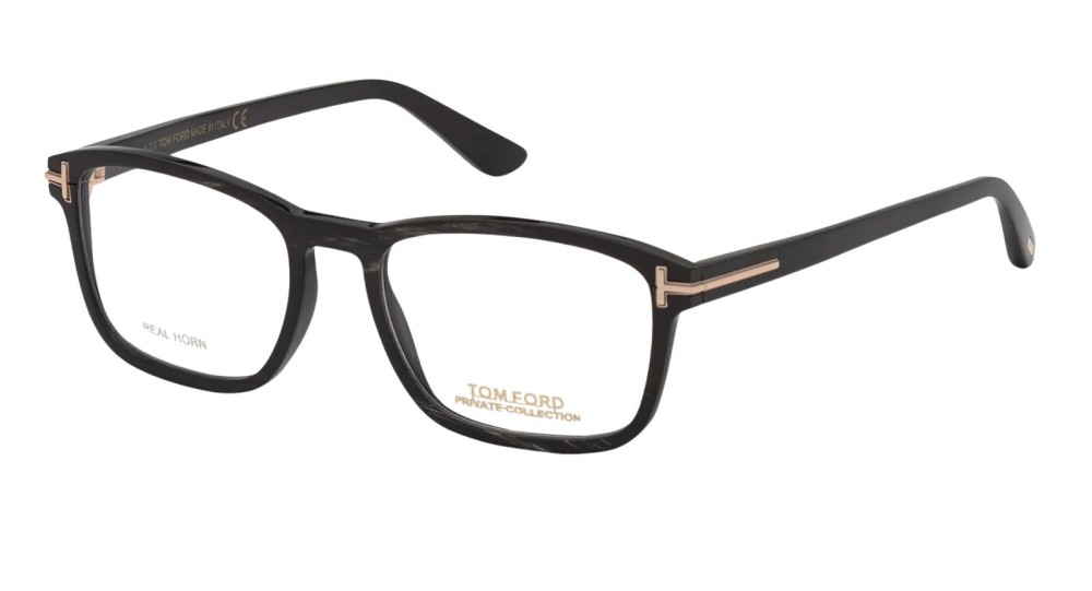 Tom Ford FT5718-Private Collection REAL HORN - 063 - 52 Brillenfassungen Schwarz Eckig