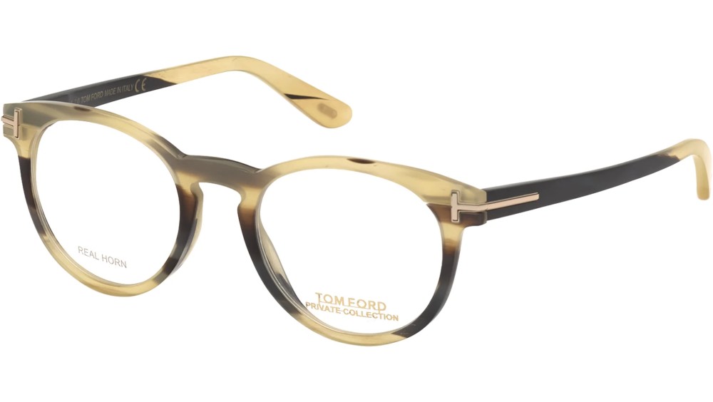 Tom Ford FT5721-Private Collection REAL HORN - 062 - 49 Brillenfassungen Panto / Abgerundet