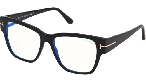 Tom Ford FT5745-B - 001 - 54 - MIT BLAU-VIOLETTEM LICHTFILTER-GLÄSERN Brillenfassungen Schwarz Eckig