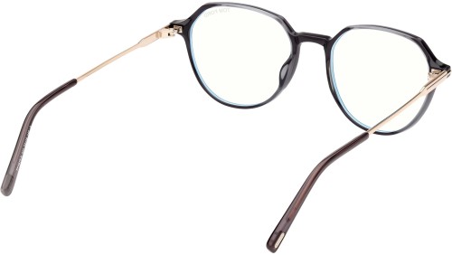 Tom Ford FT5875-B - 020 - 52 - MIT BLAU-VIOLETTEM LICHTFILTER-GLÄSERN Brillenfassungen Glanz Dunkles Grau Rund