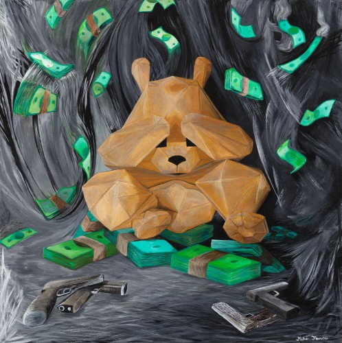 Fanni Mikó - Gemälde - TEDDY - BIG BUSINESS - 2024, ACRYLIC, CANVAS - 70 X 70 - VERKAUFT
