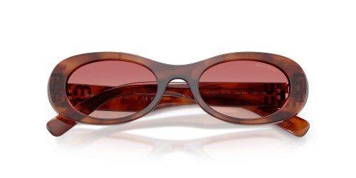 MIU MIU MU 06ZS - 26E50U - 50 Sonnenbrillen Gestreiftes Tabak Oval