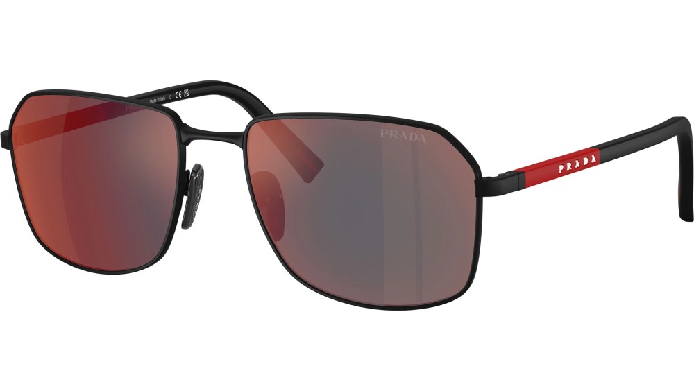 Prada Linea Rossa PS A51S - DG008F - 57 Sonnenbrillen Gummi Schwarz Rechteck