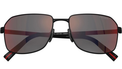 Prada Linea Rossa PS A51S - DG008F - 57 Sonnenbrillen Gummi Schwarz Rechteck