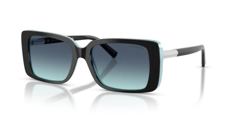 TIFFANY & CO. TF4249 - 80559S - 55 Sonnenbrillen Schwarz auf Tiffany Blau Rechteck