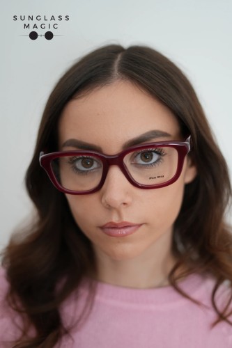 MIU MIU MU 02ZV - 21I1O1 - 53 Brillenfassungen Opalrot Rechteck