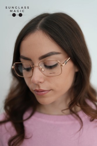 MIU MIU MU 51ZV - ZVF1O1 - 52 Brillenfassungen Rosa Gold Rechteck