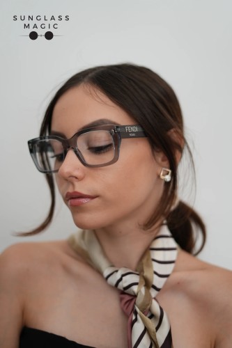 Fendi FE50094F - 020 - 52 Brillenfassungen Grau Eckig