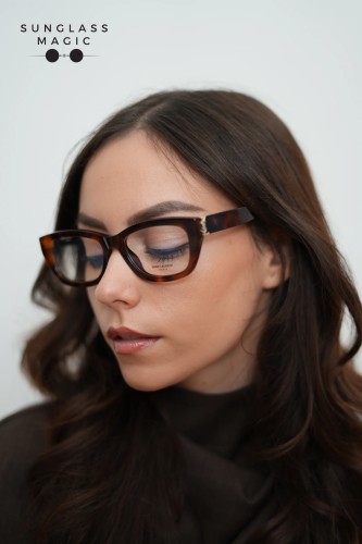 Saint Laurent SL M153 OPT - 003 - 55 Brillenfassungen Havanna Winkel/Abgerundet