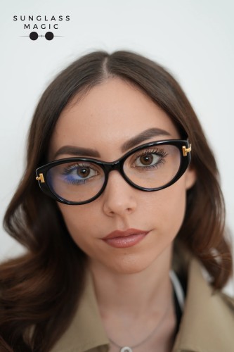 Tom Ford TF6031-B ICON COLLECTION - 001 - 53 - MIT BLAU-VIOLETTEM LICHTFILTER-GLÄSERN Brillenfassungen Schwarz Cat Eye