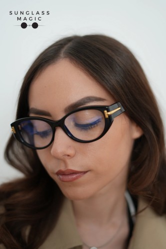 Tom Ford TF6031-B ICON COLLECTION - 001 - 53 - MIT BLAU-VIOLETTEM LICHTFILTER-GLÄSERN Brillenfassungen Schwarz Cat Eye