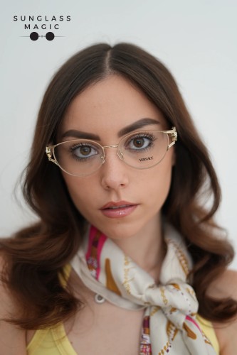 VERSACE VE1309 - 1519 - 54 Brillenfassungen Gold, Puderfarben Cat Eye