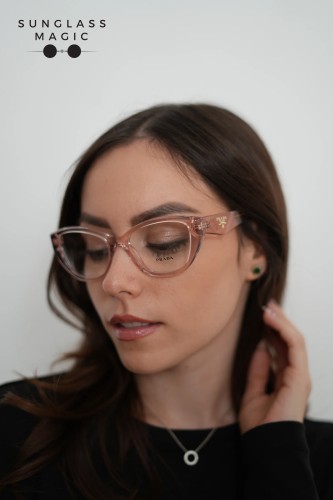 PRADA PR 21ZV - 19Q1O1 - 53 Brillenfassungen Transparent Pfirsich Unregelmäßig