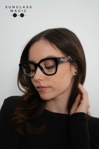 PRADA PR C06V - 28F1O1 - 52 Brillenfassungen Schwarz Oval