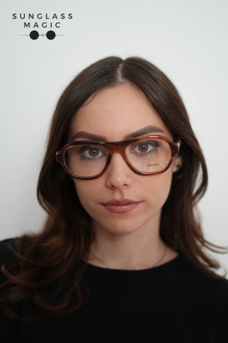 PRADA PR C12V - 24G1O1 - 54 Brillenfassungen Gestreift Eiche Kissen