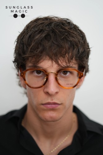 PRADA PR C05S - 27F1O1 - 50 Brillenfassungen Gestreift Cognac Phantos