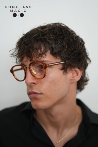 PRADA PR C05S - 27F1O1 - 50 Brillenfassungen Gestreift Cognac Phantos