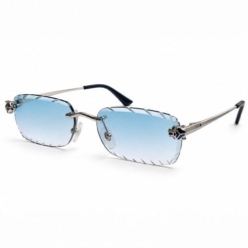 Cartier CT0448O with Diamond-Cut Lenses – Custom-Made - 002 - 54 - MIT PHOTOCHROMEN GLÄSERN Sonnenbrillen Silber Eckig