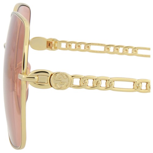 Gucci GG0724S WITHOUT CHAIN - 005 - 61 Sonnenbrillen Gold Eckig