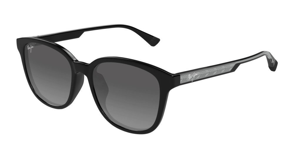 Maui Jim MJ0647SA KU'IKAHI AF - 001 - 55 - MIT POLARISIERTEN GLÄSERN Sonnenbrillen Schwarz Kissenform (Abgerundet)