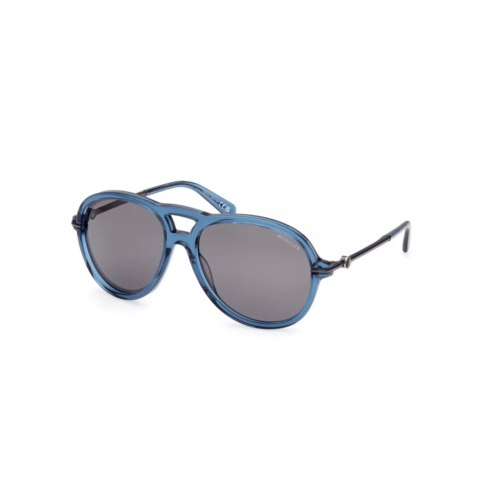 Moncler ML0288 PEAKE - 90D - 60 - MIT POLARISIERTEN GLÄSERN Sonnenbrillen Blau Pilot (Aviator)