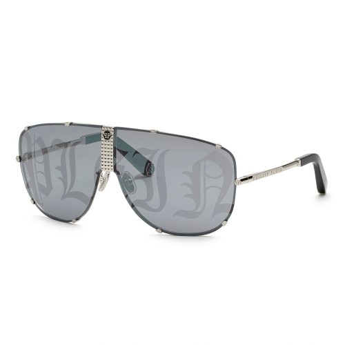 Philipp Plein SPP075 STUD 579L Sonnenbrillen Silber Schild