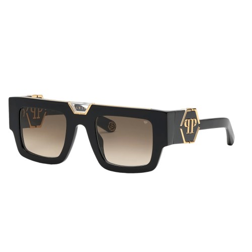 Philipp Plein SPP092 GLOOM - 0700 - 50 Sonnenbrillen Schwarz Eckig
