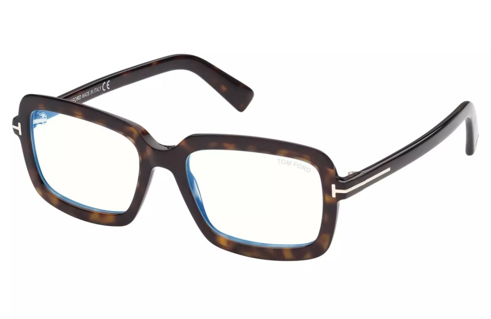 Tom Ford TF5767-B - 052 - 53 - MIT BLAU-VIOLETTEM LICHTFILTER-GLÄSERN Brillenfassungen Eckig