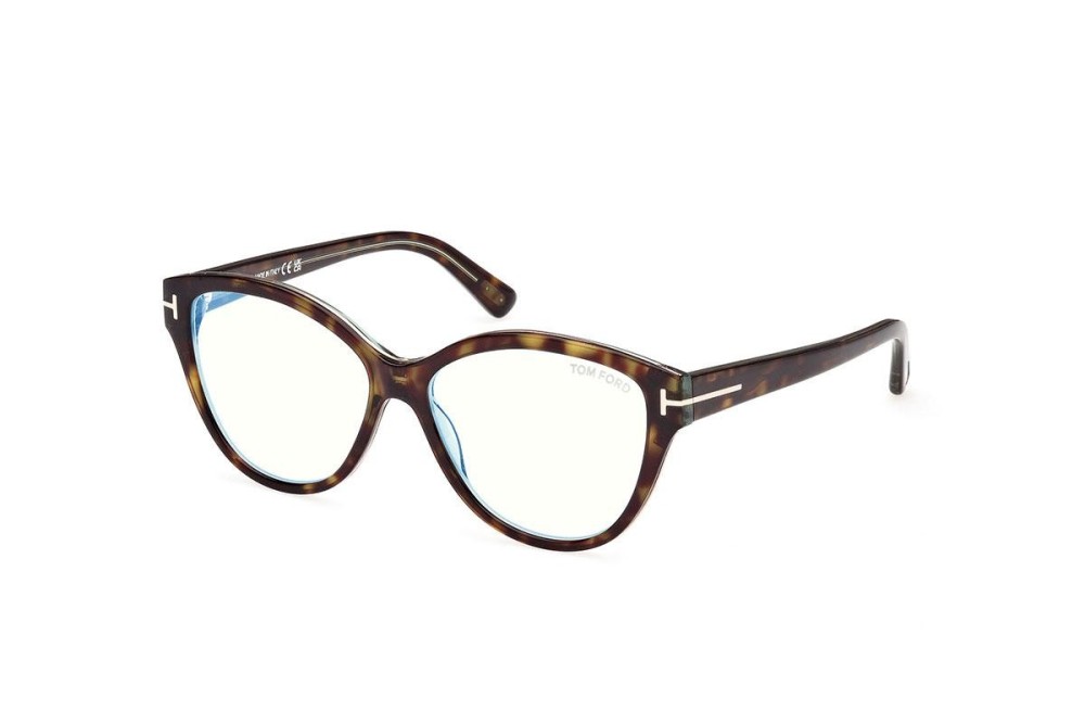 Tom Ford TF5954-B - 055 - 54 - MIT BLAU-VIOLETTEM LICHTFILTER-GLÄSERN Brillenfassungen Havanna Cat Eye