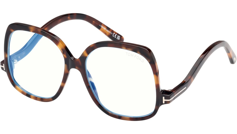 Tom Ford TF5968-B ECO - 052 - 54 - MIT BLAU-VIOLETTEM LICHTFILTER-GLÄSERN Brillenfassungen Havanna Eckig