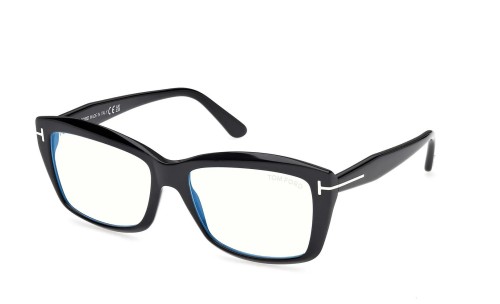 Tom Ford TF6065-B ECO - 001 - 55 - MIT BLAU-VIOLETTEM LICHTFILTER-GLÄSERN Brillenfassungen Schwarz Eckig